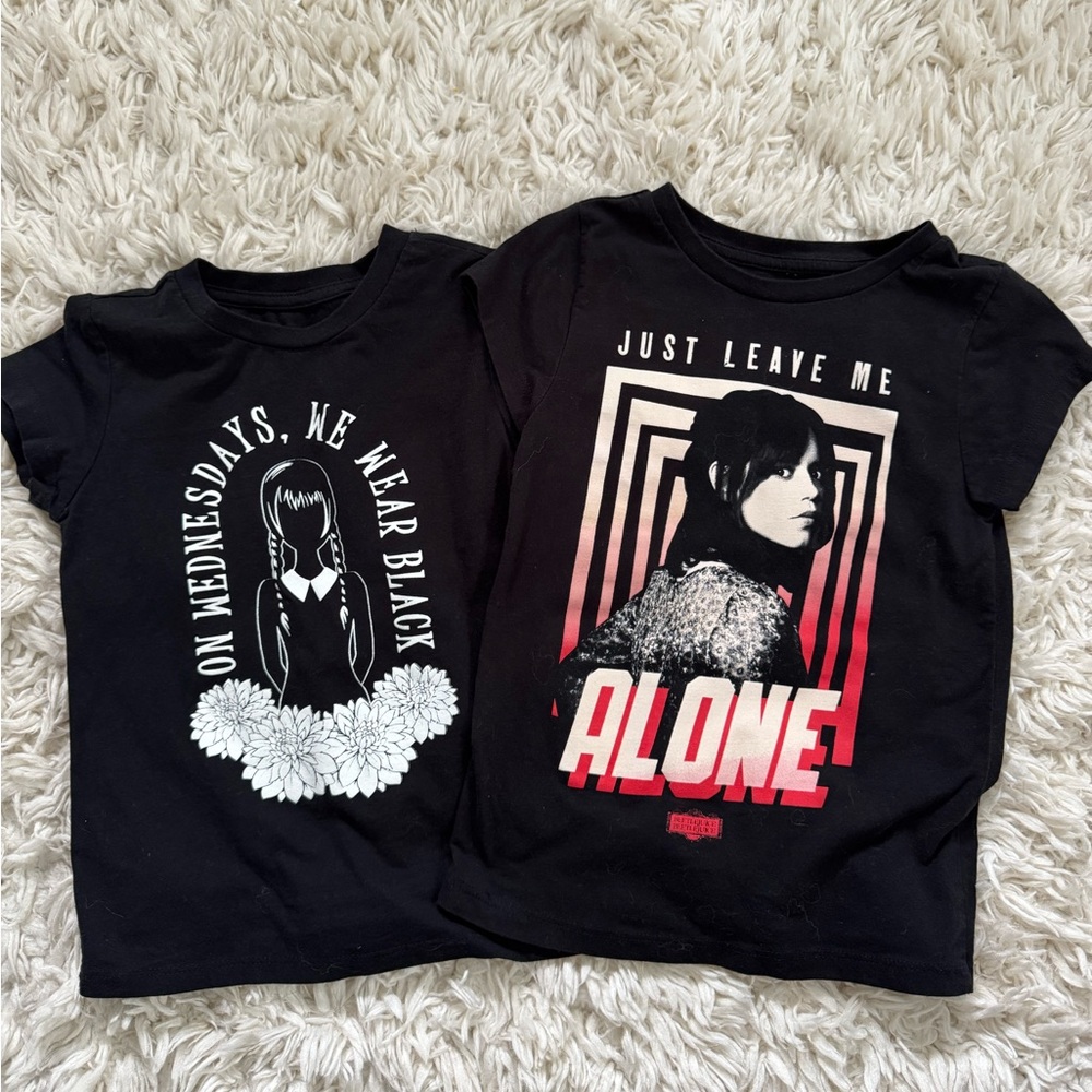 Black Graphic T-Shirts Set- Wednesday Addams- girls size small